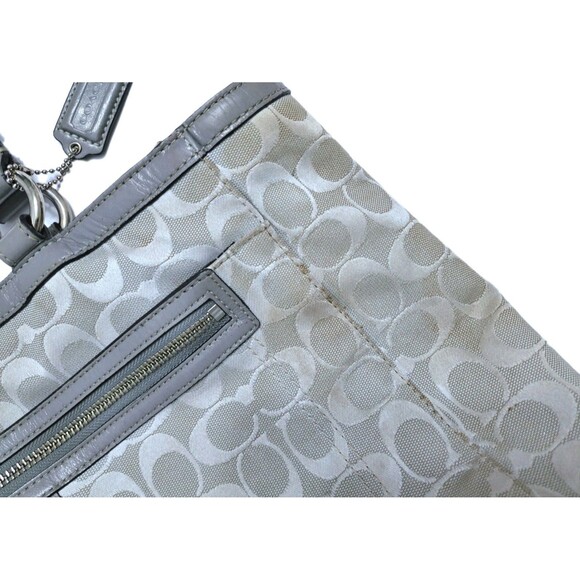 Coach Penelope Signature Jacquard Shoulder Bag Gray Silver F14694 Purse Handbag - Picture 4 of 13
